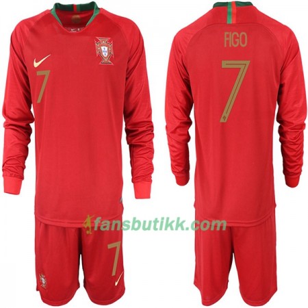 Fotball-VM 2018 Portugal drakt FIGO 7 Barn Hjemmetrøye Langermet